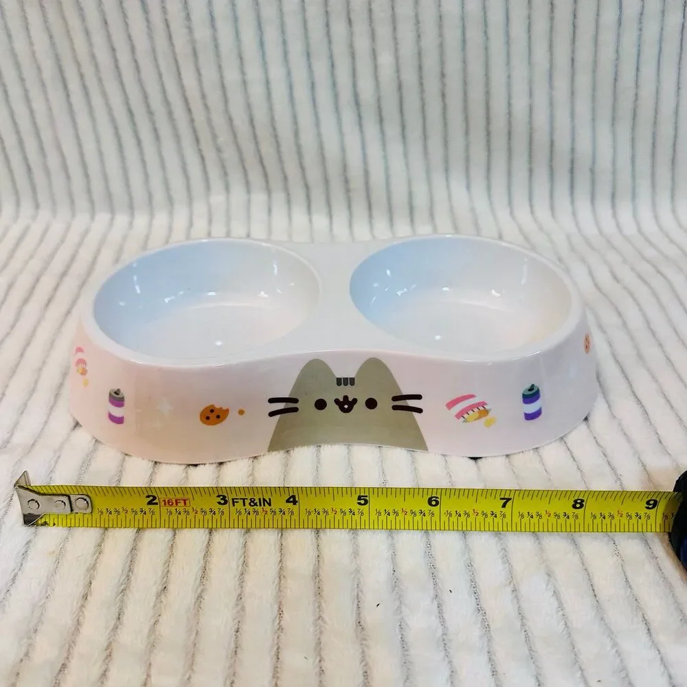 Pusheen Pet Food and Water Bowl Double Pink Snacks Drinks Culturefly Kawaii
